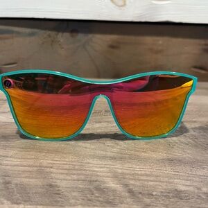 Women’s Blenders Teal Sunglasses with Red-Orange Mirrored Lenses